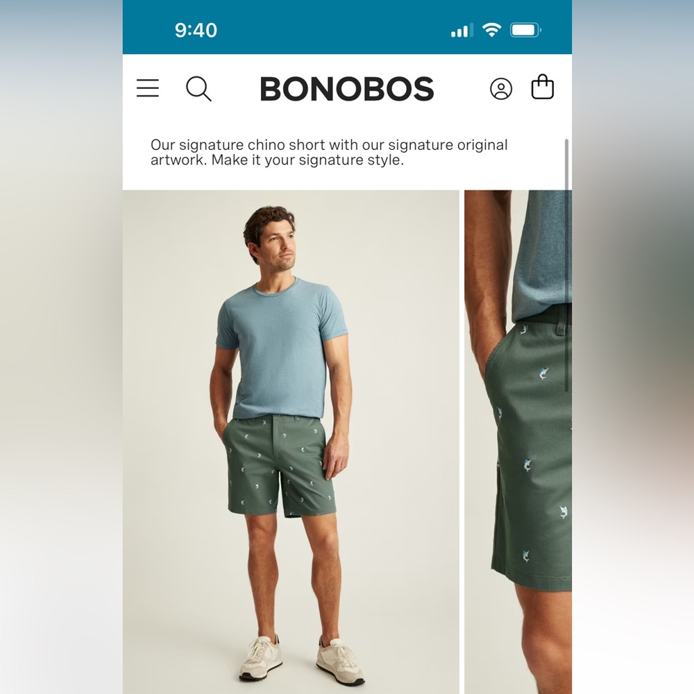 Bonobos Dark Green Embroidered Chino Men's Shorts (read description)